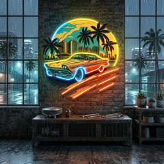 Car The Sunset LED Neon Sign Light Pop Art