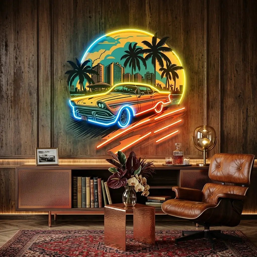 Car The Sunset LED Neon Sign Light Pop Art