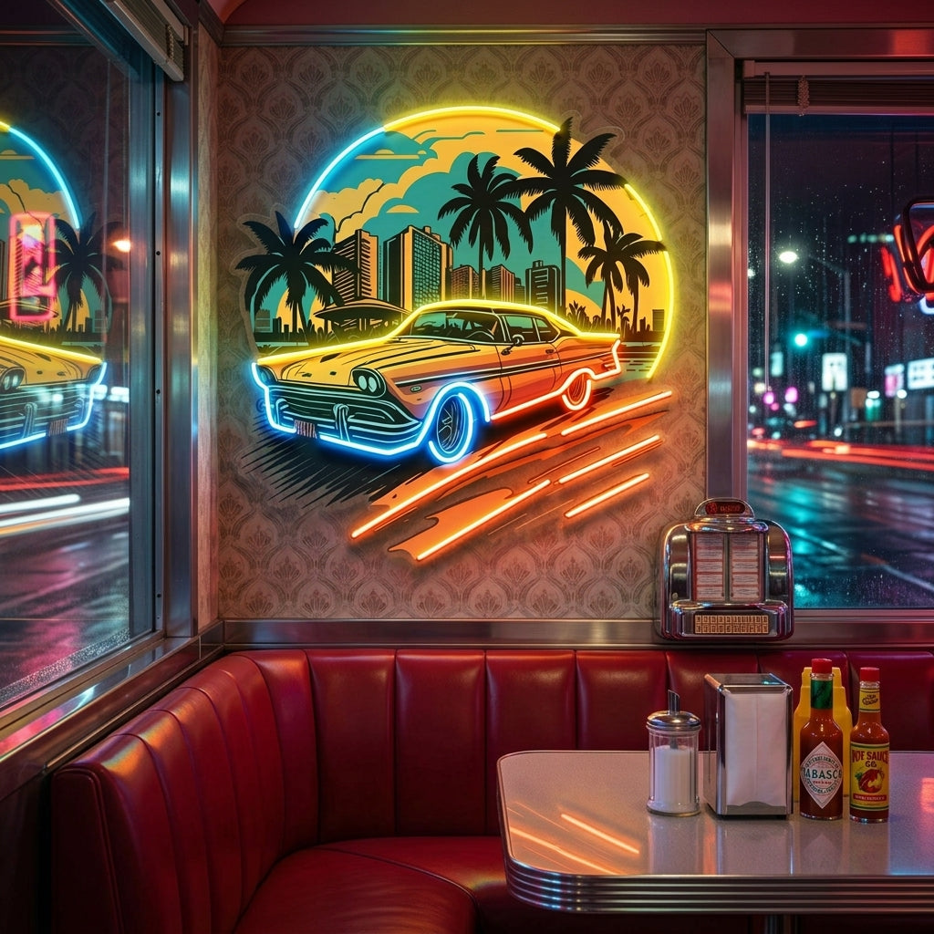 Car The Sunset LED Neon Sign Light Pop Art