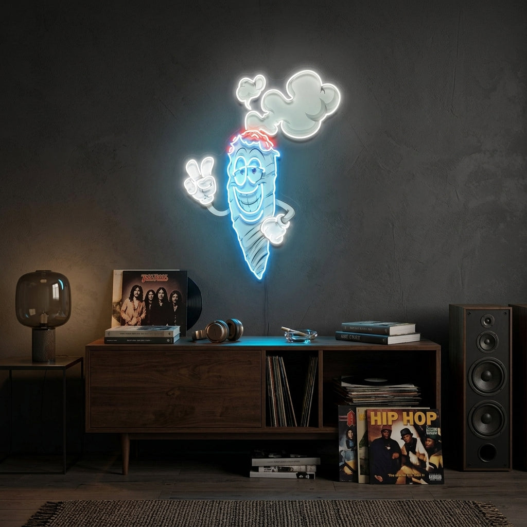 Cartoon Marijuana Joint Artwork Led Neon Sign Light