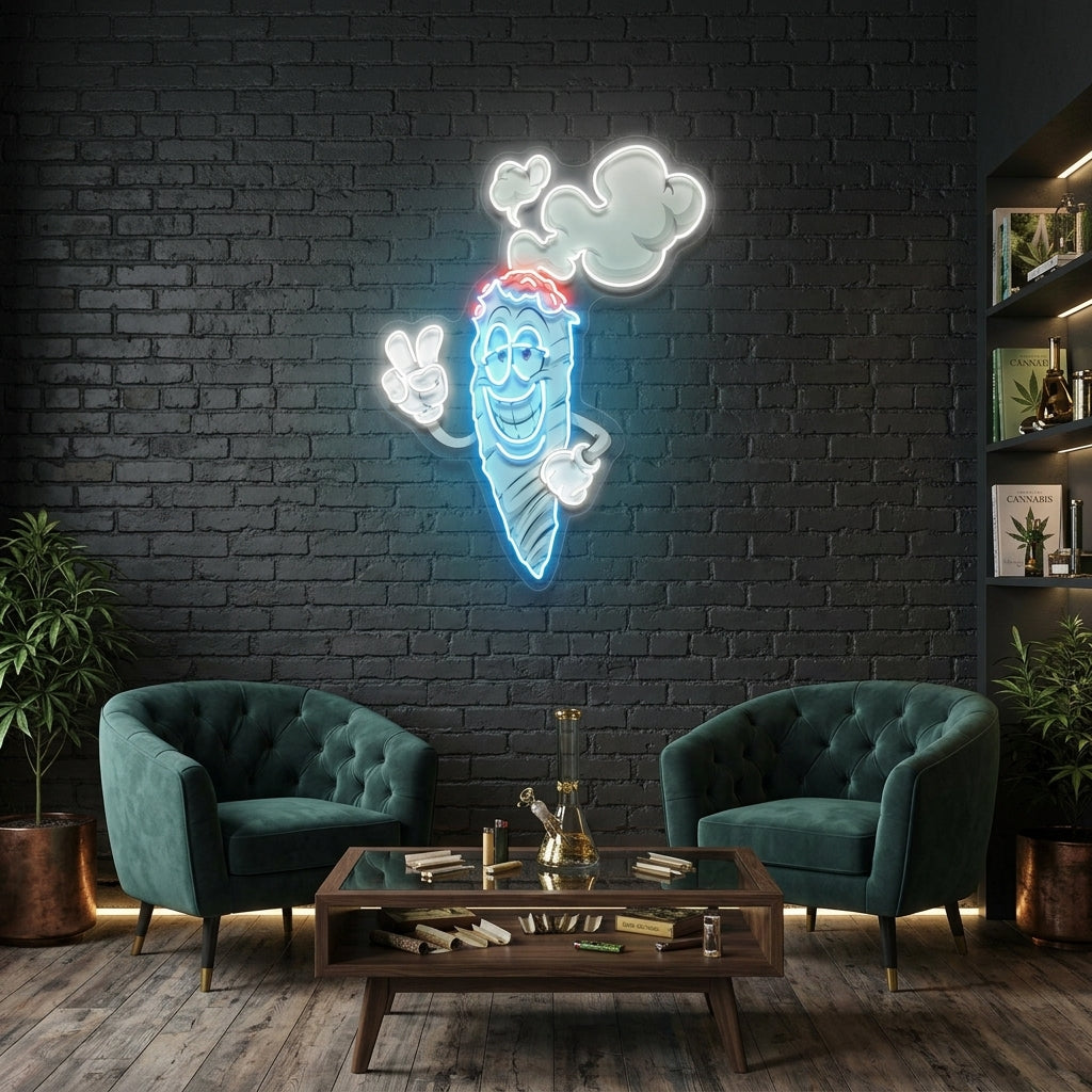 Cartoon Marijuana Joint Artwork Led Neon Sign Light
