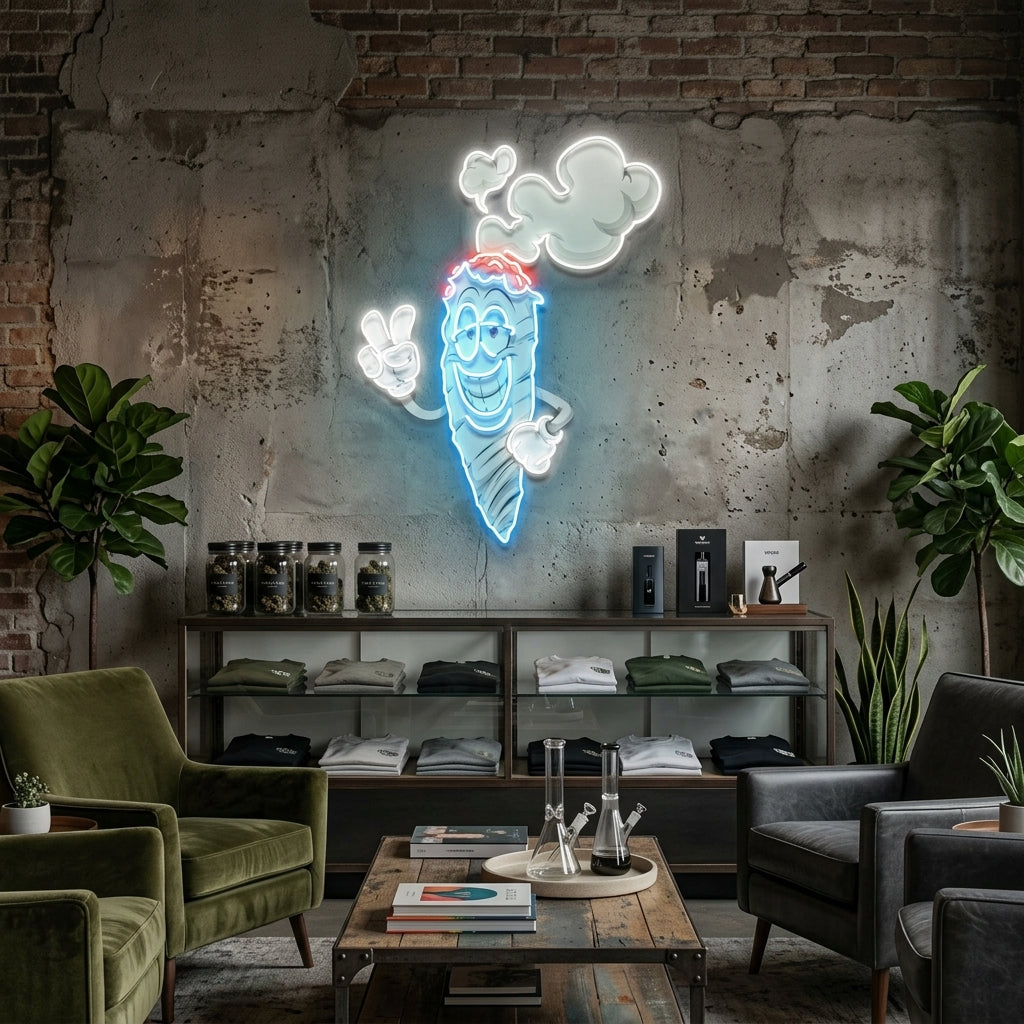 Cartoon Marijuana Joint Artwork Led Neon Sign Light