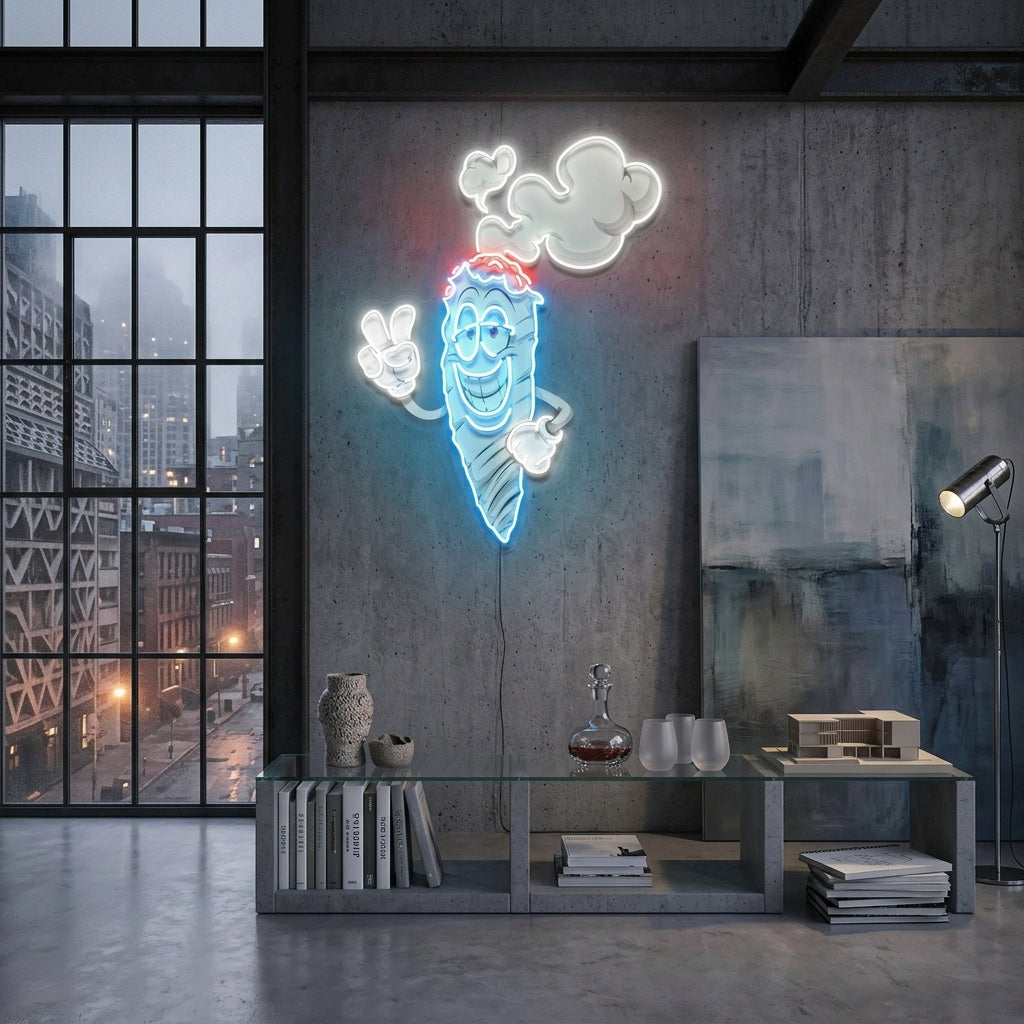 Cartoon Marijuana Joint Artwork Led Neon Sign Light