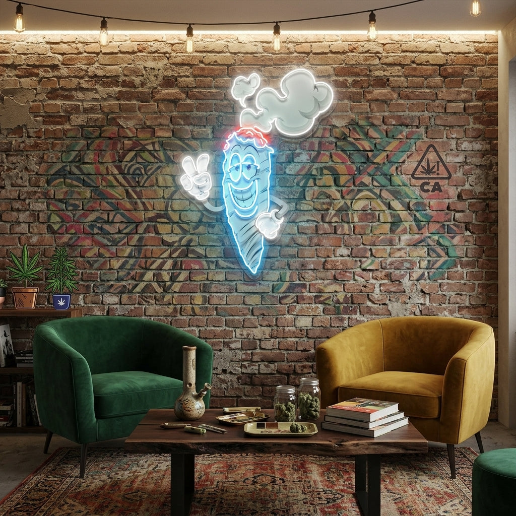 Cartoon Marijuana Joint Artwork Led Neon Sign Light