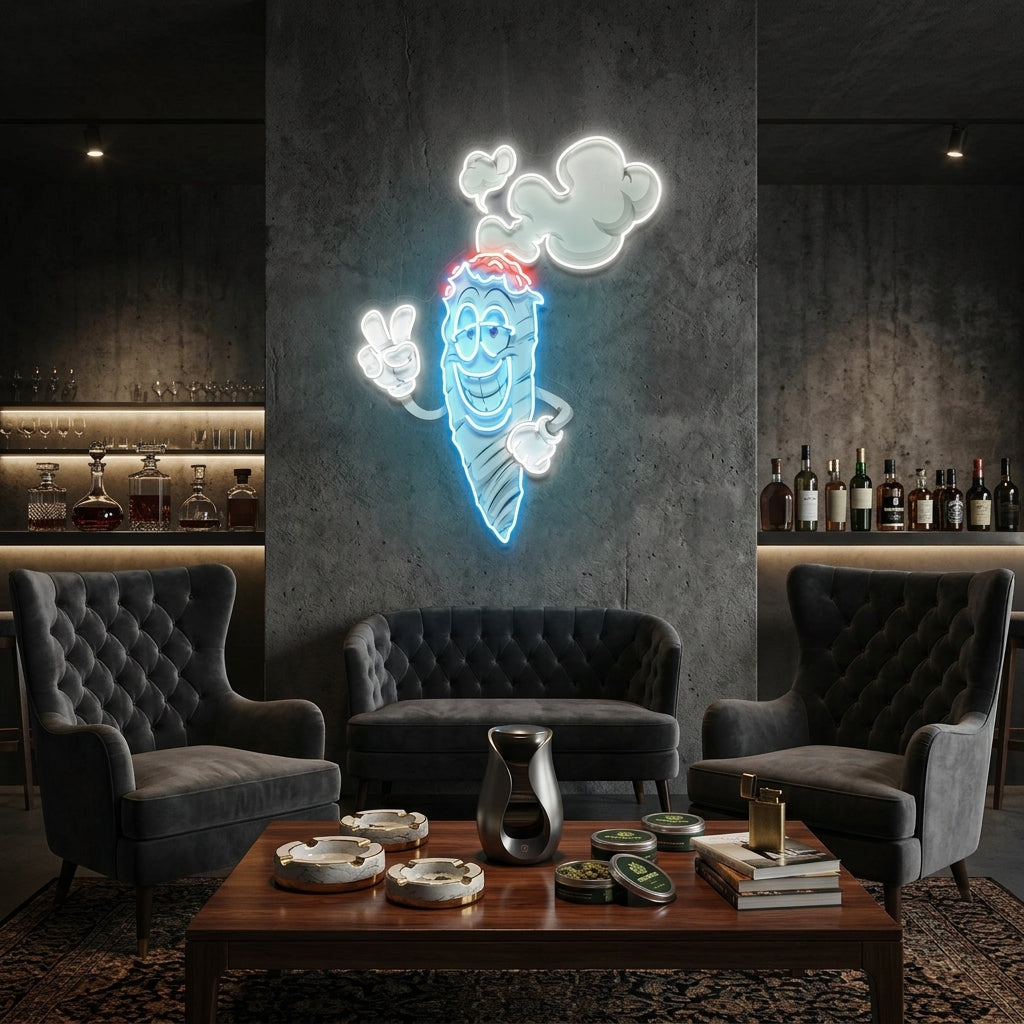 Cartoon Marijuana Joint Artwork Led Neon Sign Light