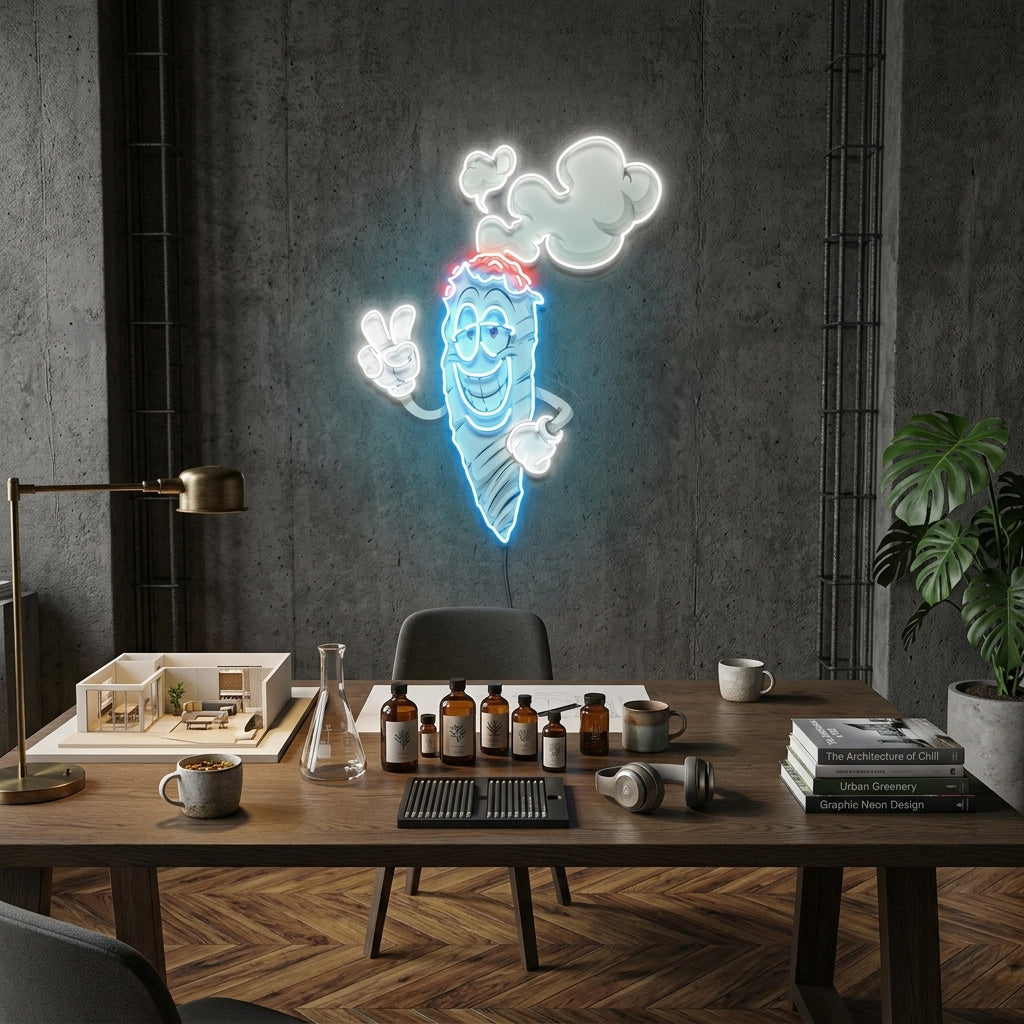 Cartoon Marijuana Joint Artwork Led Neon Sign Light