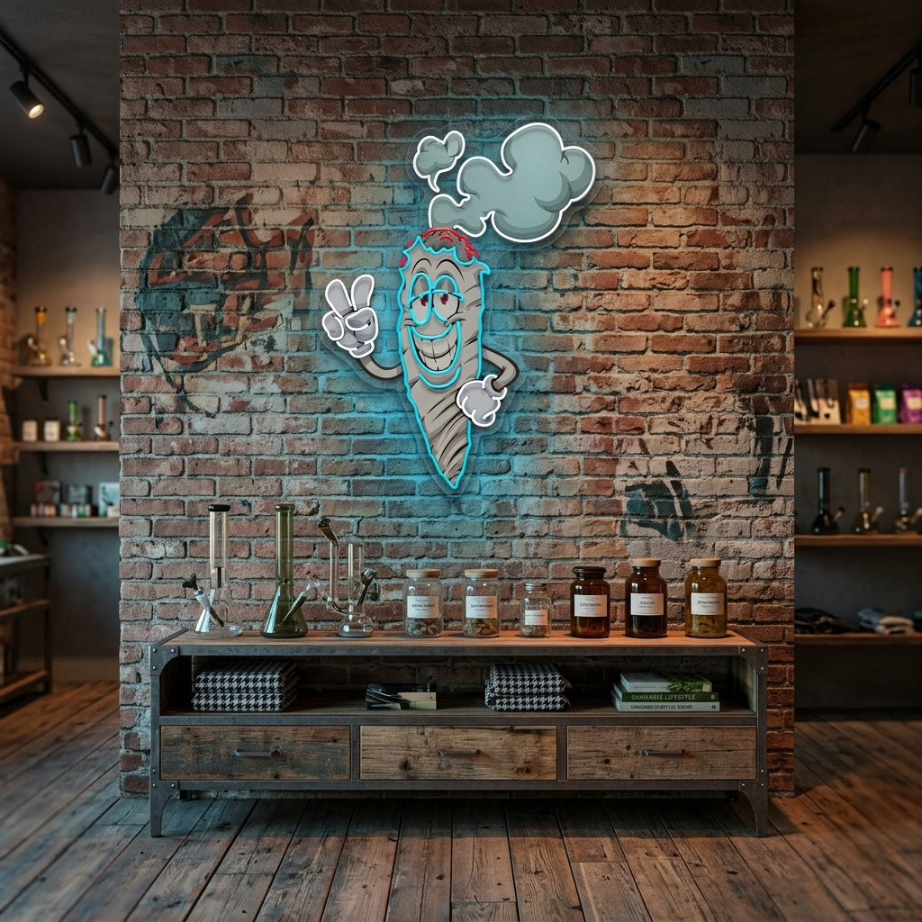 Cartoon Marijuana Joint Artwork Led Neon Sign Light