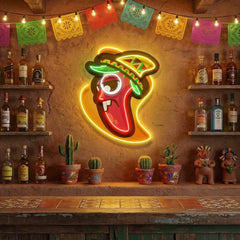 Cartoon Mexican Chili Peppers Artwork Led Neon Sign Light