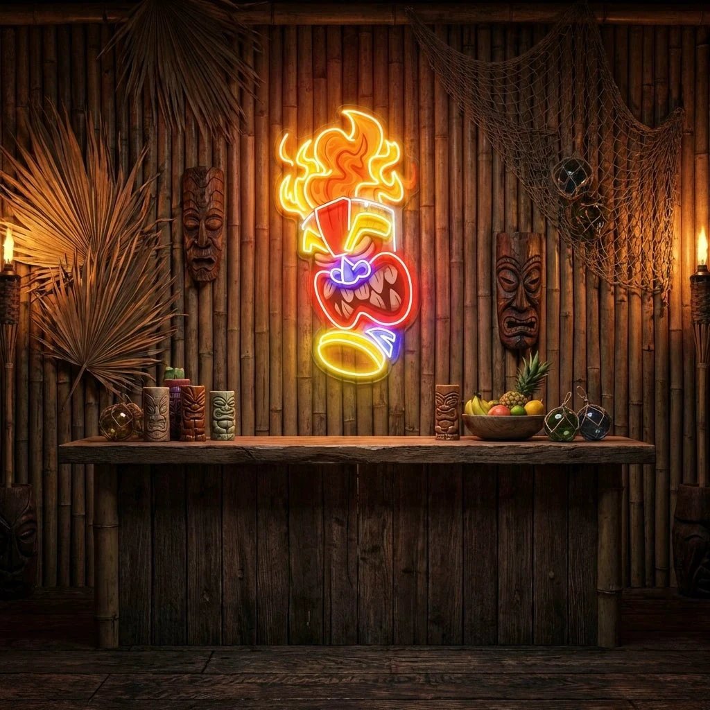Cartoon Of The Tiki Mask Artwork Led Neon Sign Light