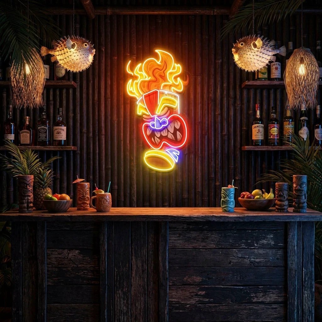 Cartoon Of The Tiki Mask Artwork Led Neon Sign Light