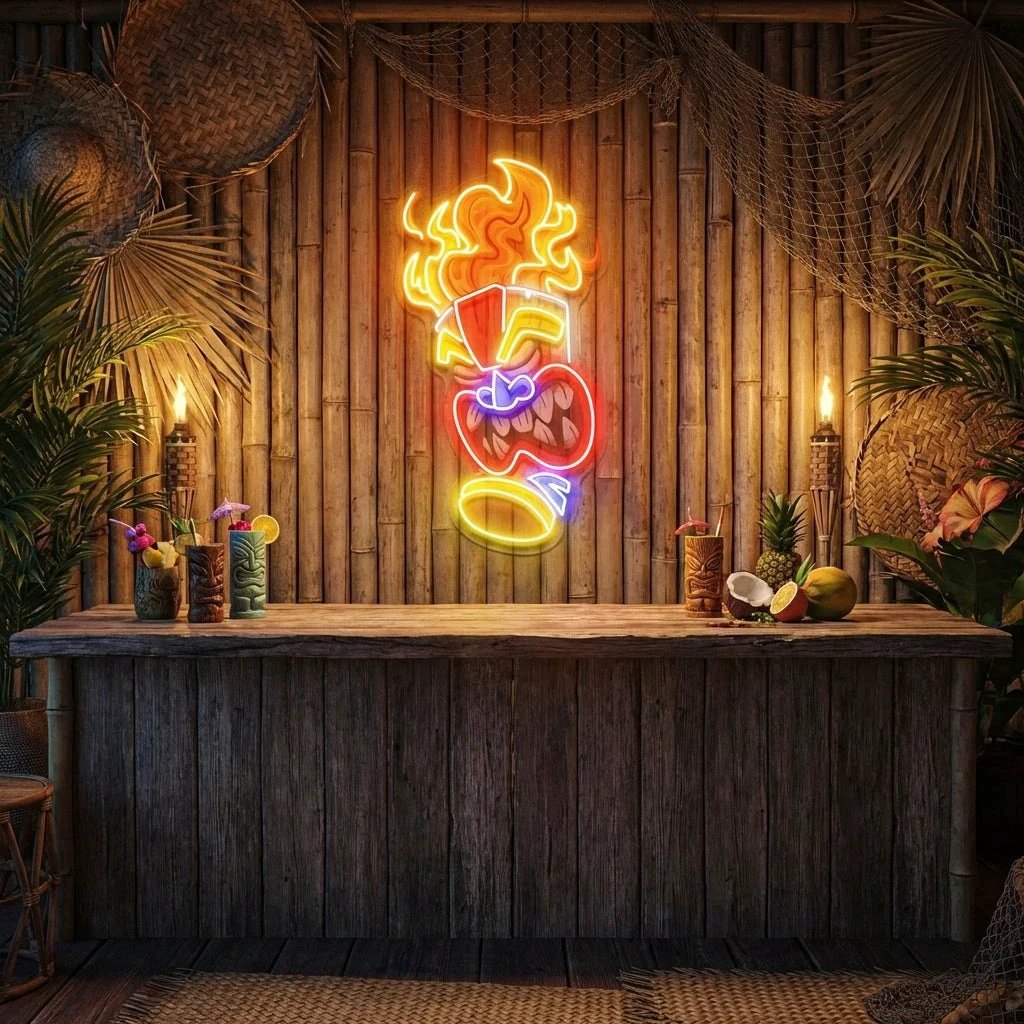 Cartoon Of The Tiki Mask Artwork Led Neon Sign Light