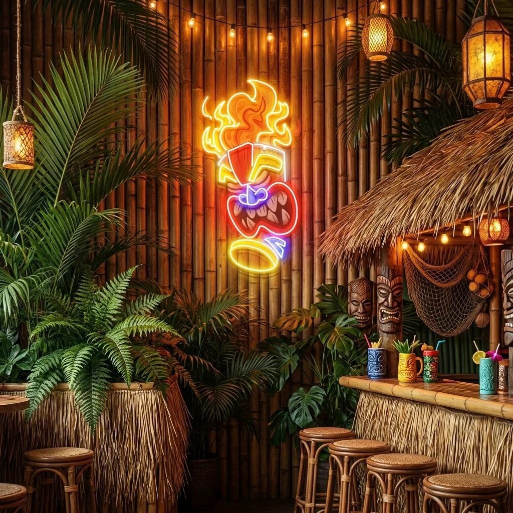 Cartoon Of The Tiki Mask Artwork Led Neon Sign Light