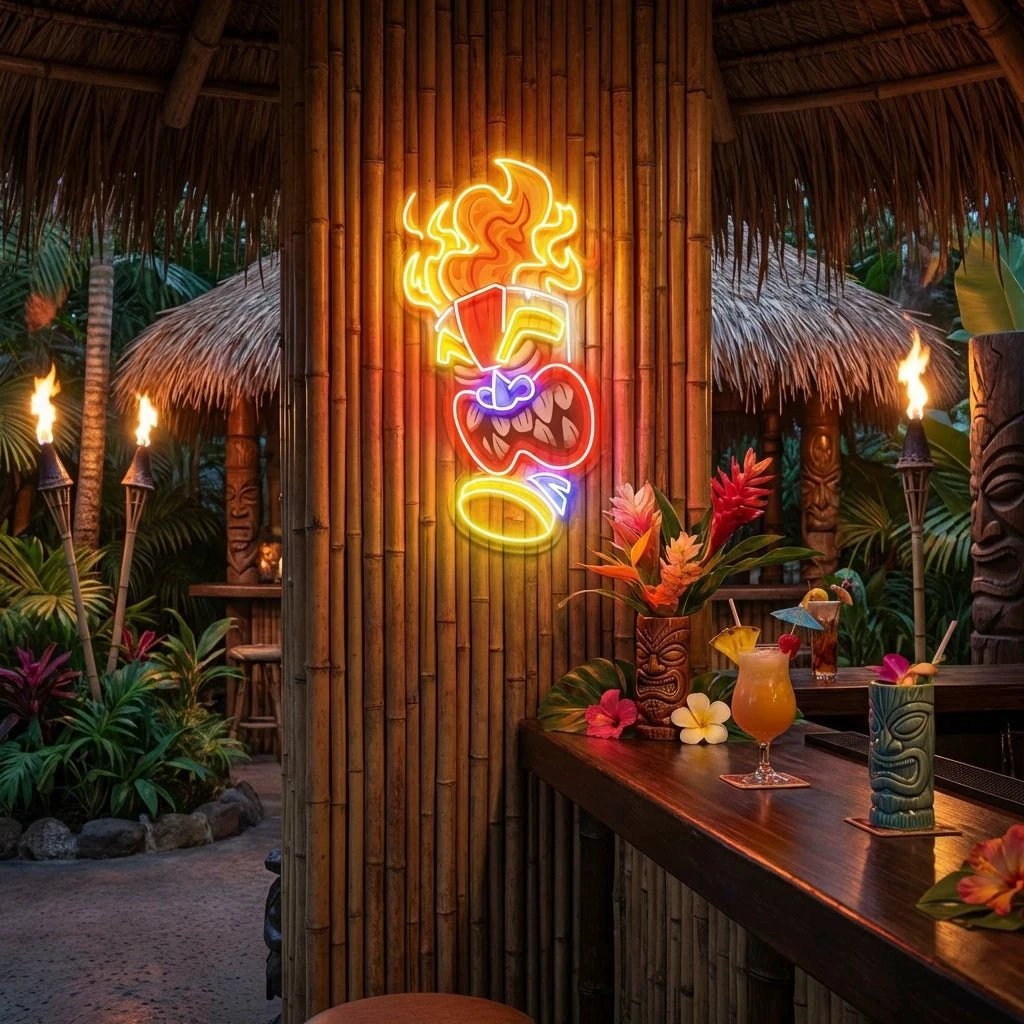Cartoon Of The Tiki Mask Artwork Led Neon Sign Light