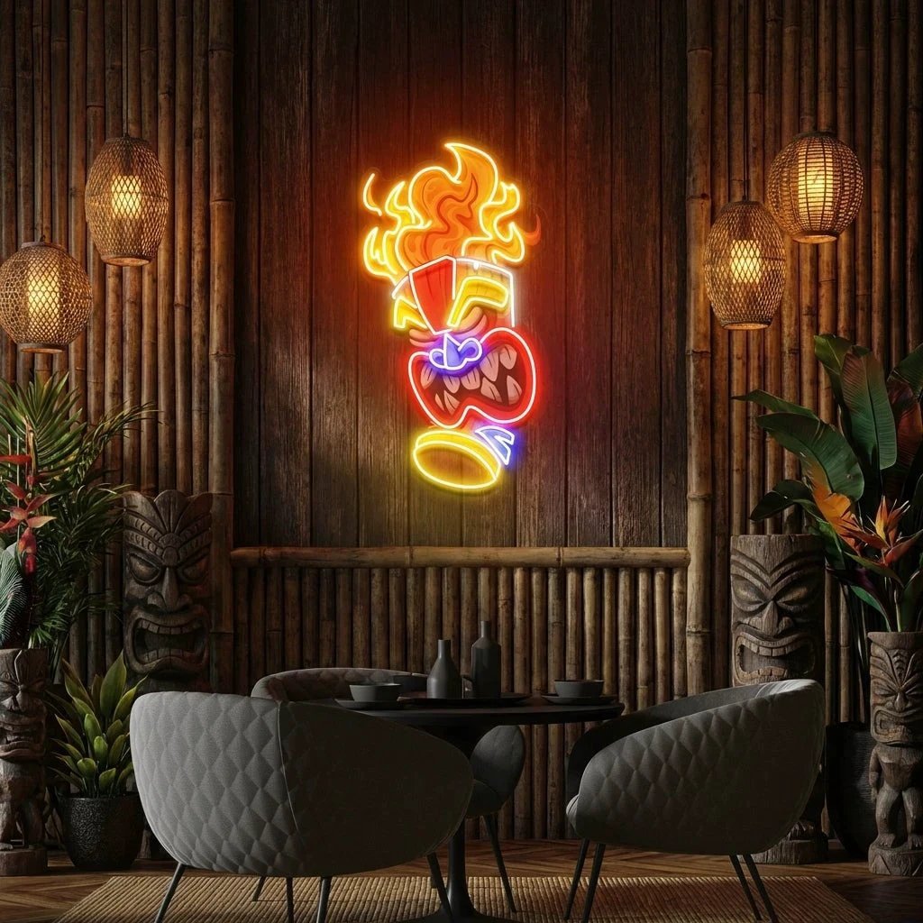 Cartoon Of The Tiki Mask Artwork Led Neon Sign Light