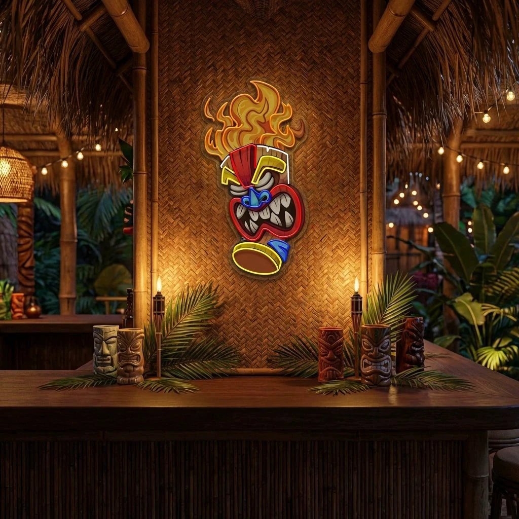 Cartoon Of The Tiki Mask Artwork Led Neon Sign Light
