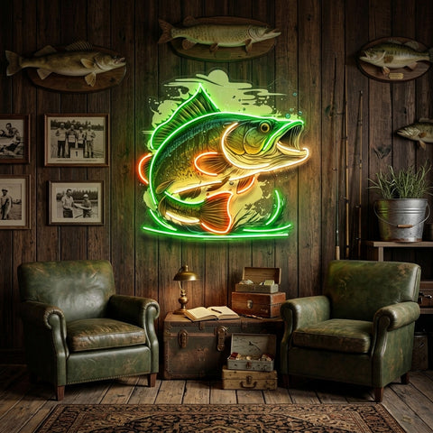 Cartoon Big Sea Bass LED Neon Sign Light Pop Art