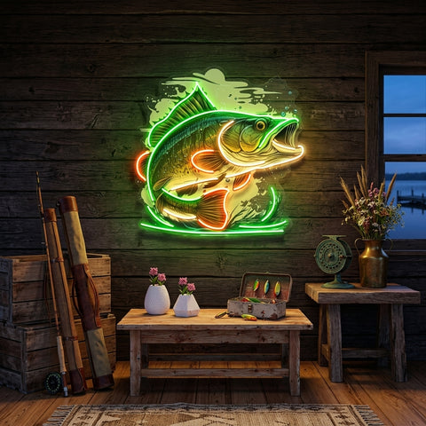 Cartoon Big Sea Bass LED Neon Sign Light Pop Art