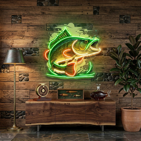 Cartoon Big Sea Bass LED Neon Sign Light Pop Art