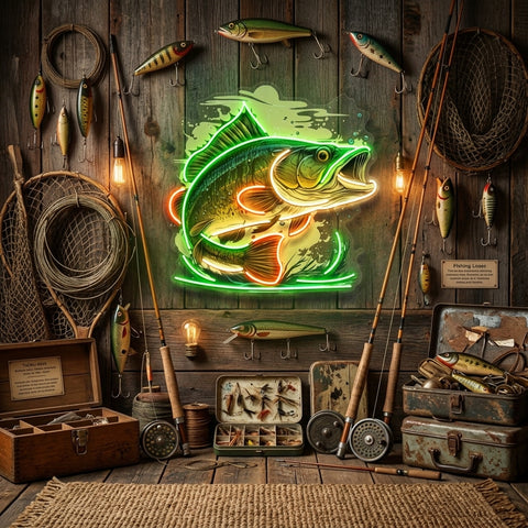 Cartoon Big Sea Bass LED Neon Sign Light Pop Art