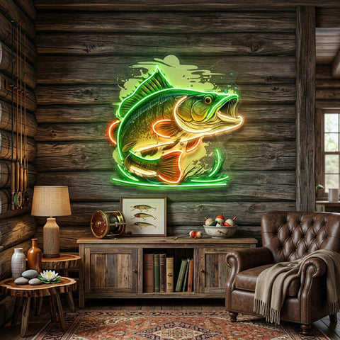 Cartoon Big Sea Bass LED Neon Sign Light Pop Art
