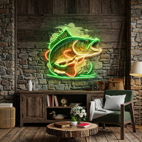 Cartoon Big Sea Bass LED Neon Sign Light Pop Art