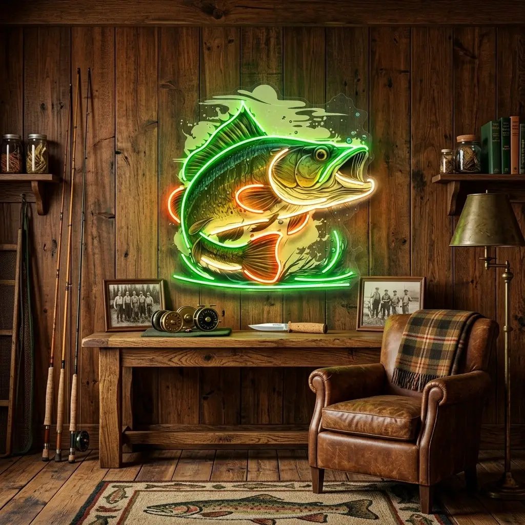 Cartoon Big Sea Bass LED Neon Sign Light Pop Art