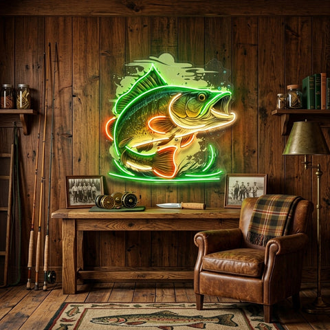Cartoon Big Sea Bass LED Neon Sign Light Pop Art