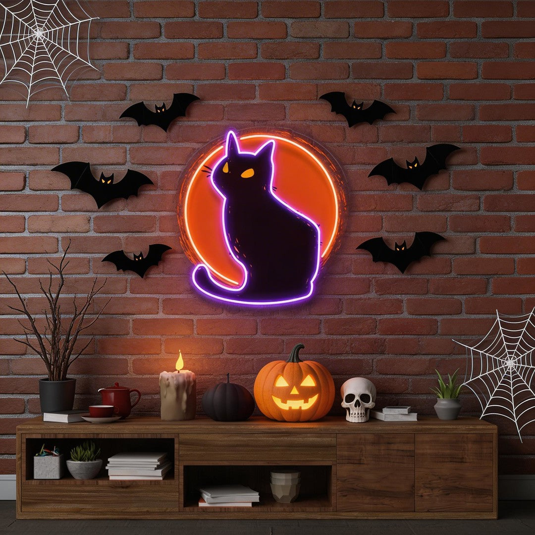 Cat halloween Artwork Led Neon Sign Light