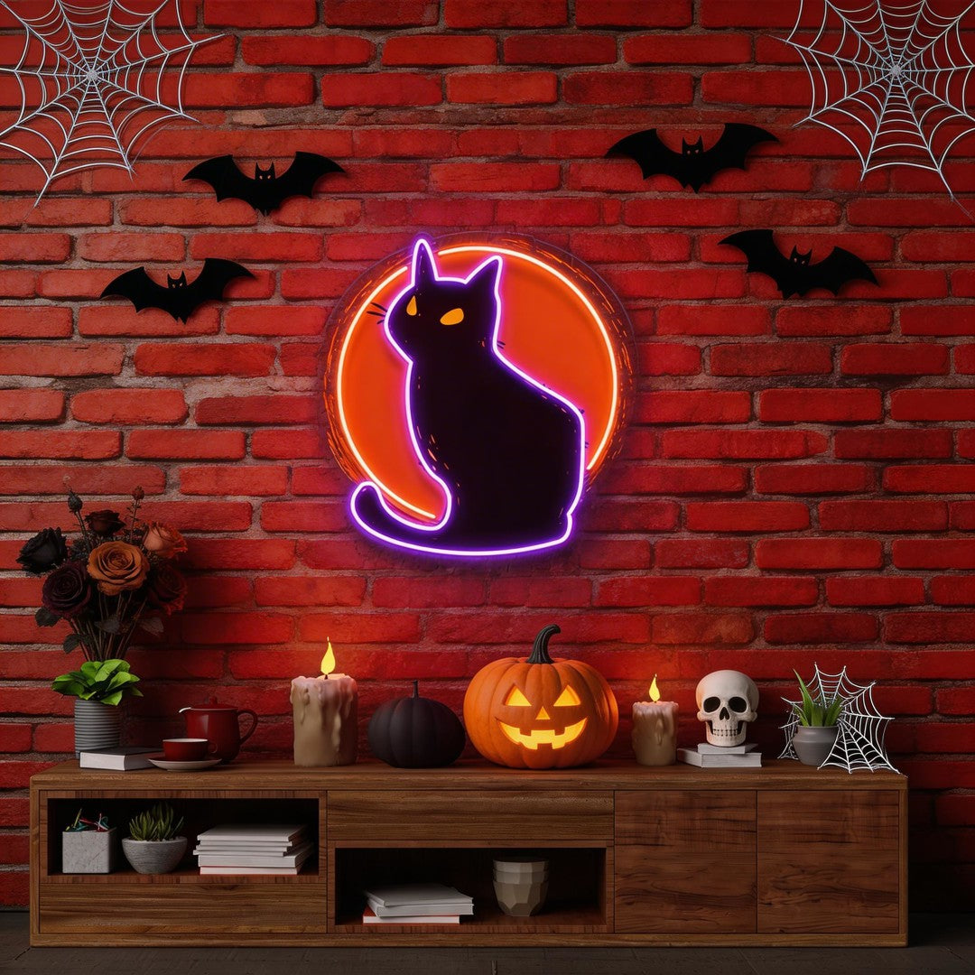 Cat halloween Artwork Led Neon Sign Light