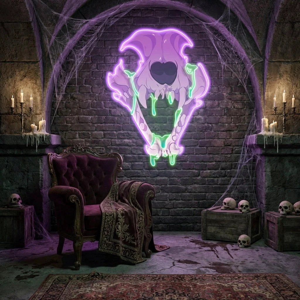 Cat skull Art Work Led Neon Sign Light