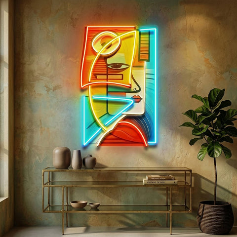 Charming Woman Face Abstract Art LED Neon Sign Light Pop Art