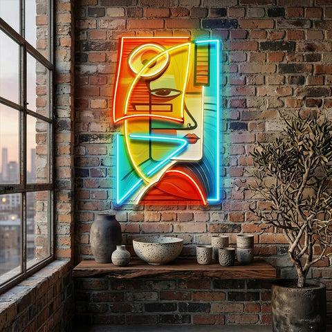 Charming Woman Face Abstract Art LED Neon Sign Light Pop Art