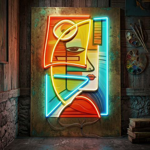 Charming Woman Face Abstract Art LED Neon Sign Light Pop Art