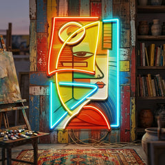 Charming Woman Face Abstract Art LED Neon Sign Light Pop Art