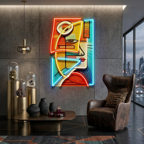 Charming Woman Face Abstract Art LED Neon Sign Light Pop Art