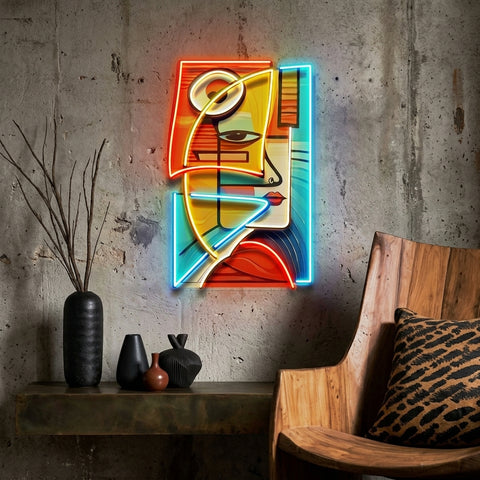 Charming Woman Face Abstract Art LED Neon Sign Light Pop Art