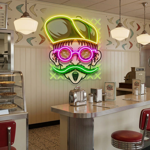 Chill Guy With Weed And Wear Glasses LED Neon Sign Light Pop Art