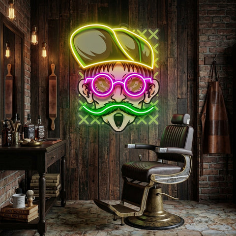 Chill Guy With Weed And Wear Glasses LED Neon Sign Light Pop Art