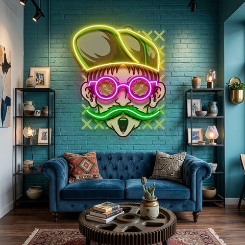 Chill Guy With Weed And Wear Glasses LED Neon Sign Light Pop Art