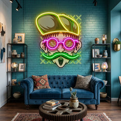 Chill Guy With Weed And Wear Glasses LED Neon Sign Light Pop Art