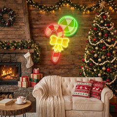 Christmas Candy Cane Led Neon Sign Light