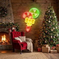 Christmas Candy Cane Led Neon Sign Light