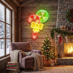 Christmas Candy Cane Led Neon Sign Light
