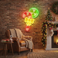 Christmas Candy Cane Led Neon Sign Light