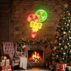 Christmas Candy Cane Led Neon Sign Light