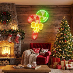 Christmas Candy Cane Led Neon Sign Light