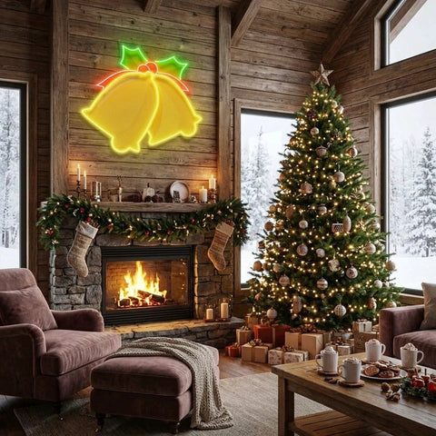 Christmas Double Bell Led Neon Sign Light