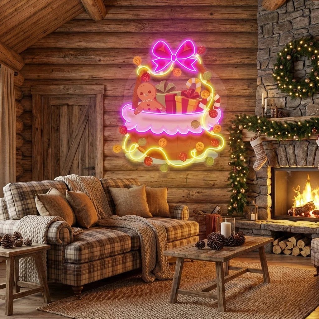 Christmas Gift Basket Led Neon Sign Light