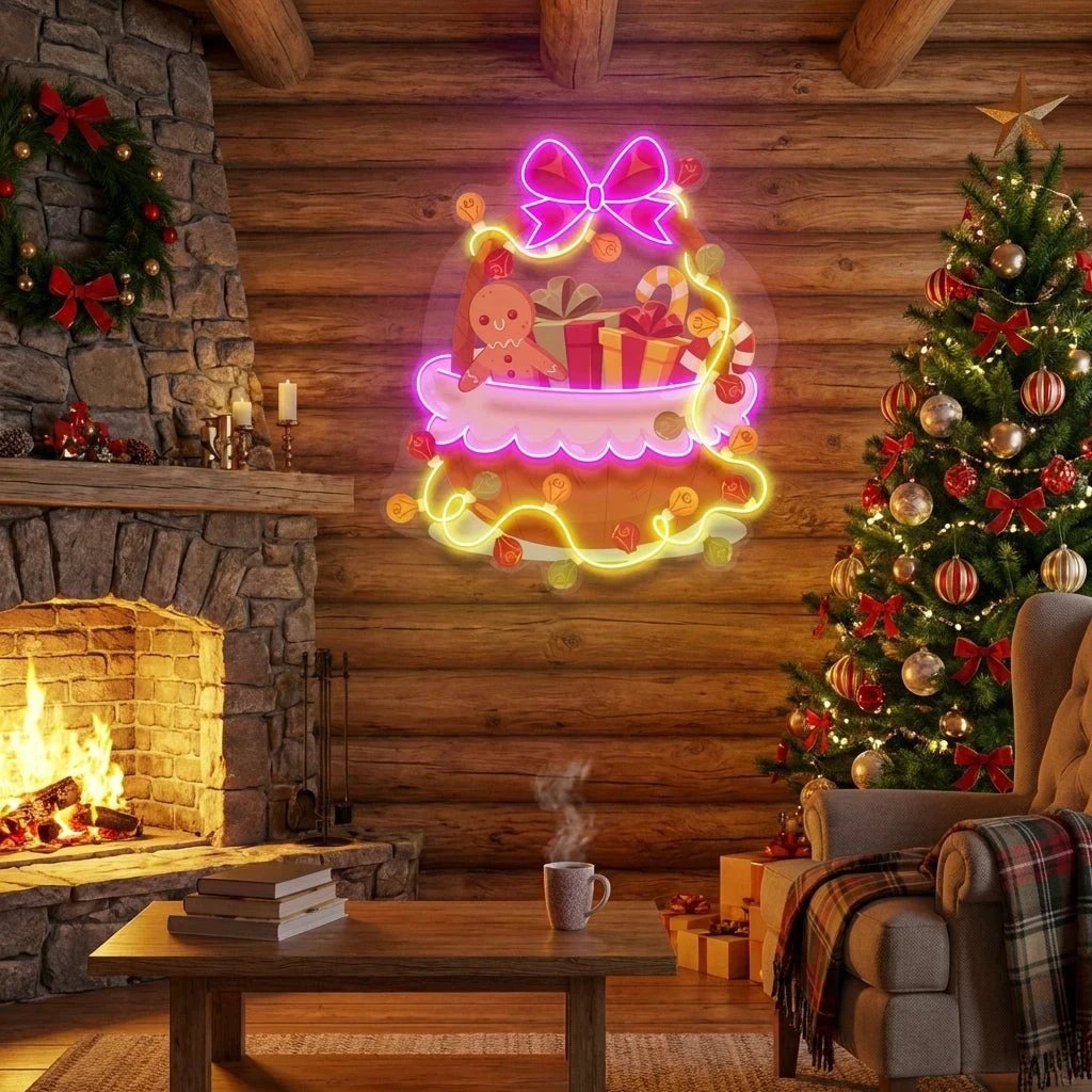 Christmas Gift Basket Led Neon Sign Light