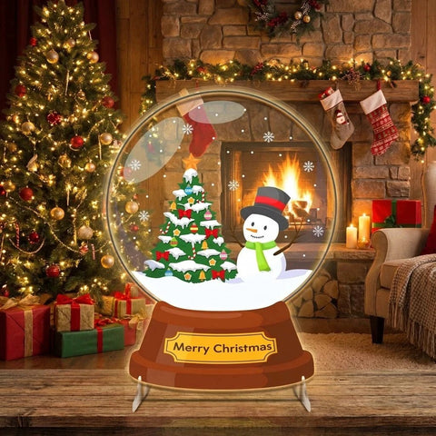 Christmas Snow Globe LED Neon Sign with Snowman and Tree